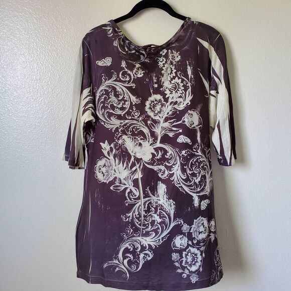 Mushka By Sienna Rose Womens XL Tunic Top Black Sublimation 3/4 Sleeve Stretch - Picture 12 of 13